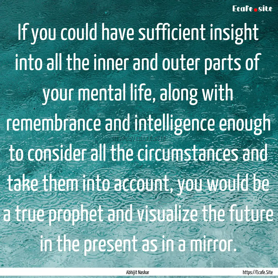 If you could have sufficient insight into.... : Quote by Abhijit Naskar