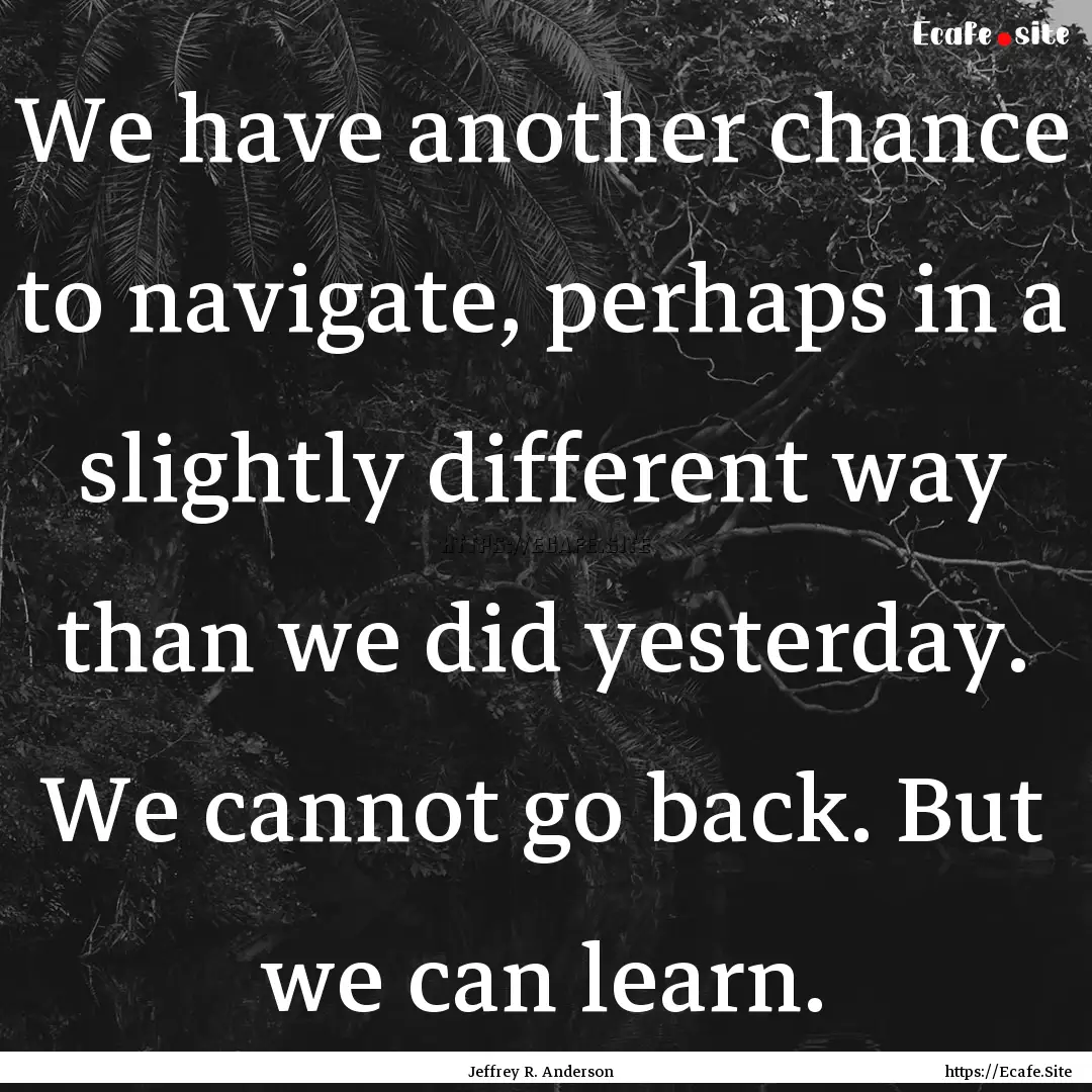 We have another chance to navigate, perhaps.... : Quote by Jeffrey R. Anderson