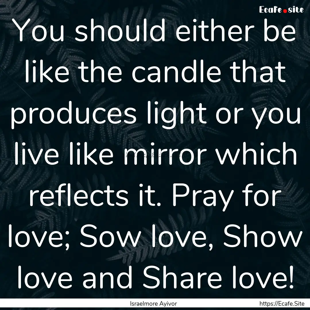 You should either be like the candle that.... : Quote by Israelmore Ayivor