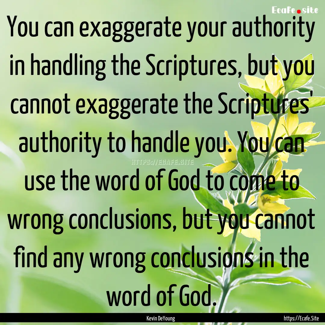 You can exaggerate your authority in handling.... : Quote by Kevin DeYoung