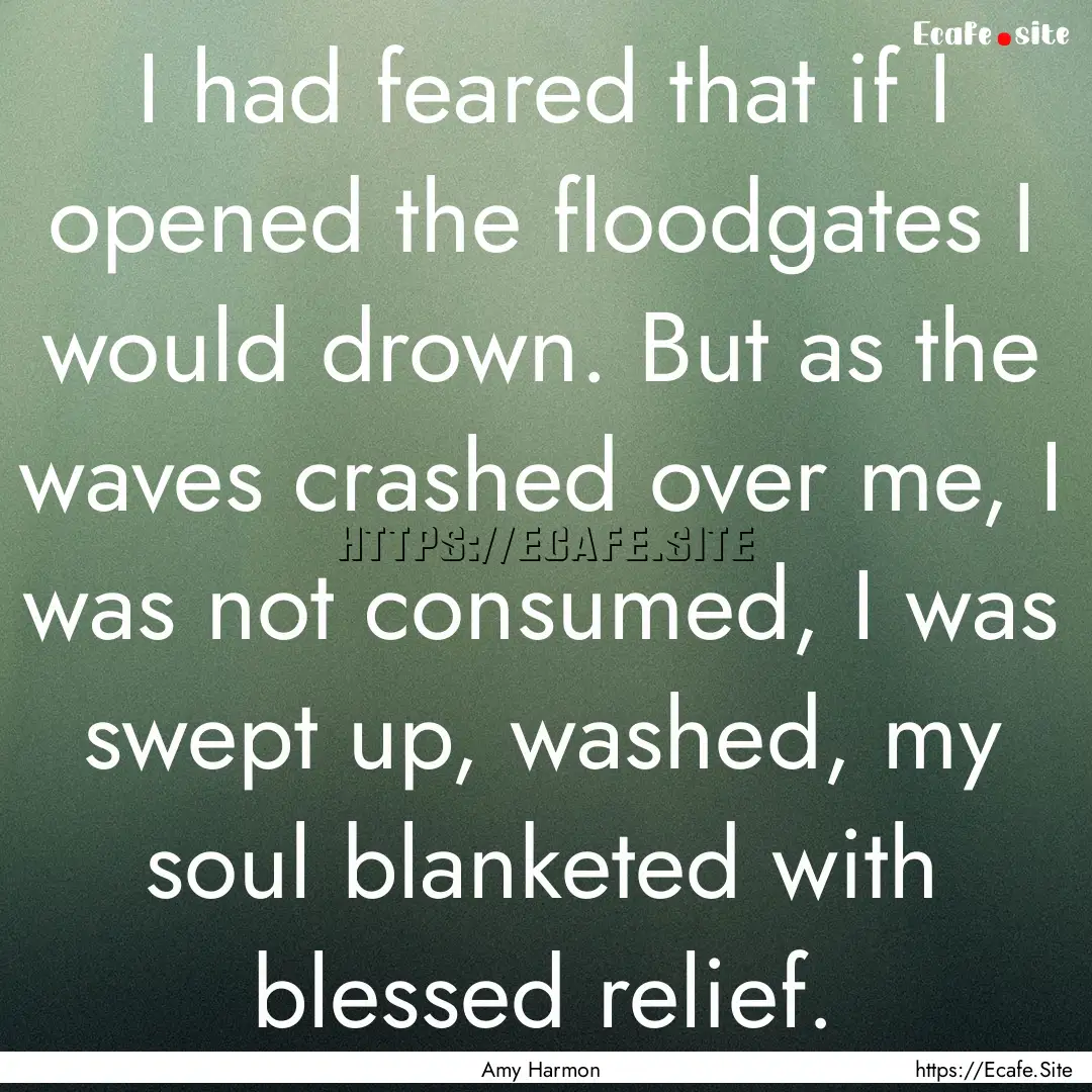 I had feared that if I opened the floodgates.... : Quote by Amy Harmon