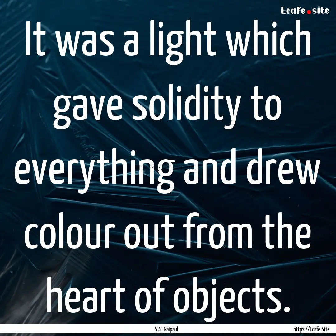 It was a light which gave solidity to everything.... : Quote by V.S. Naipaul