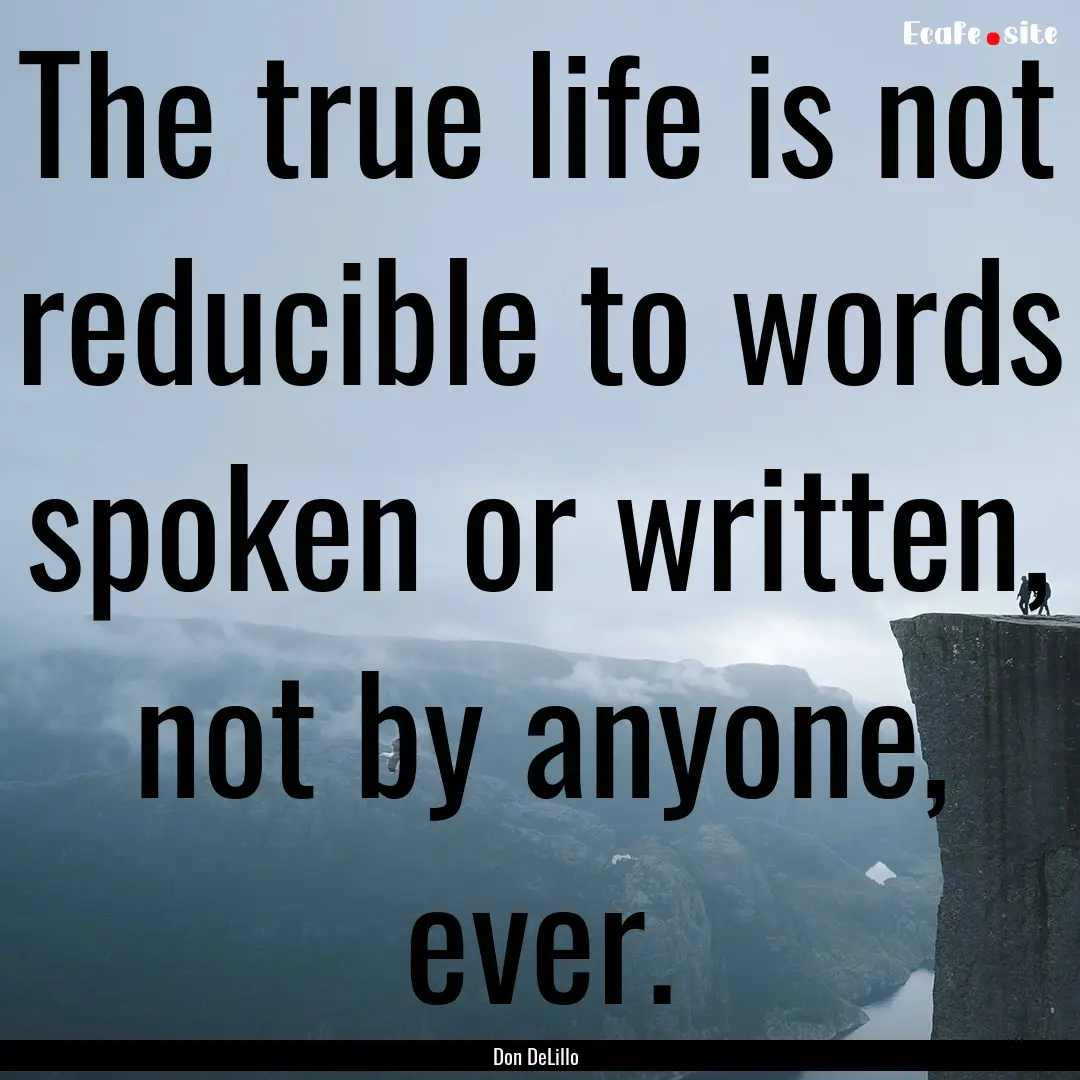 The true life is not reducible to words spoken.... : Quote by Don DeLillo