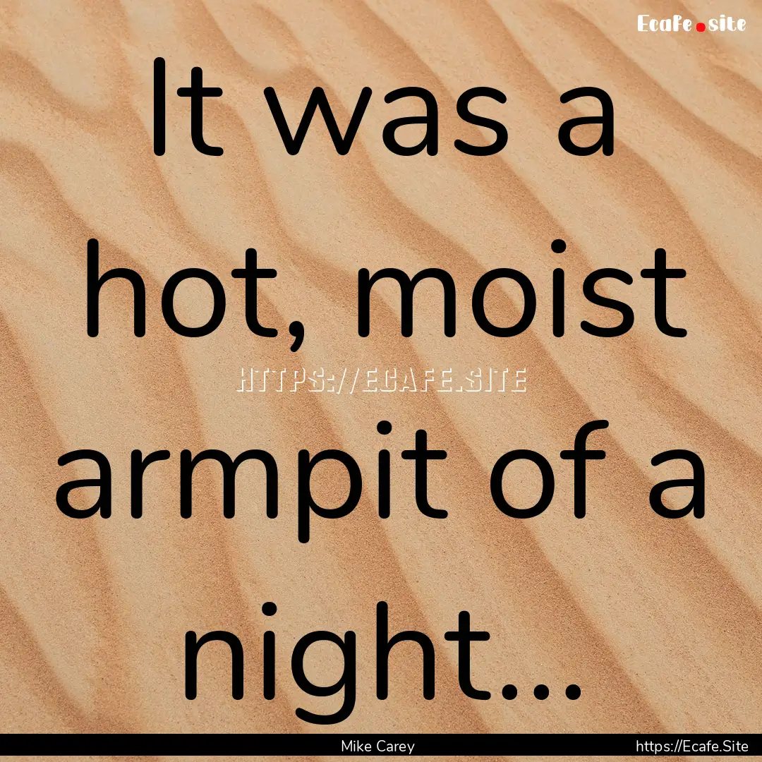 It was a hot, moist armpit of a night... : Quote by Mike Carey