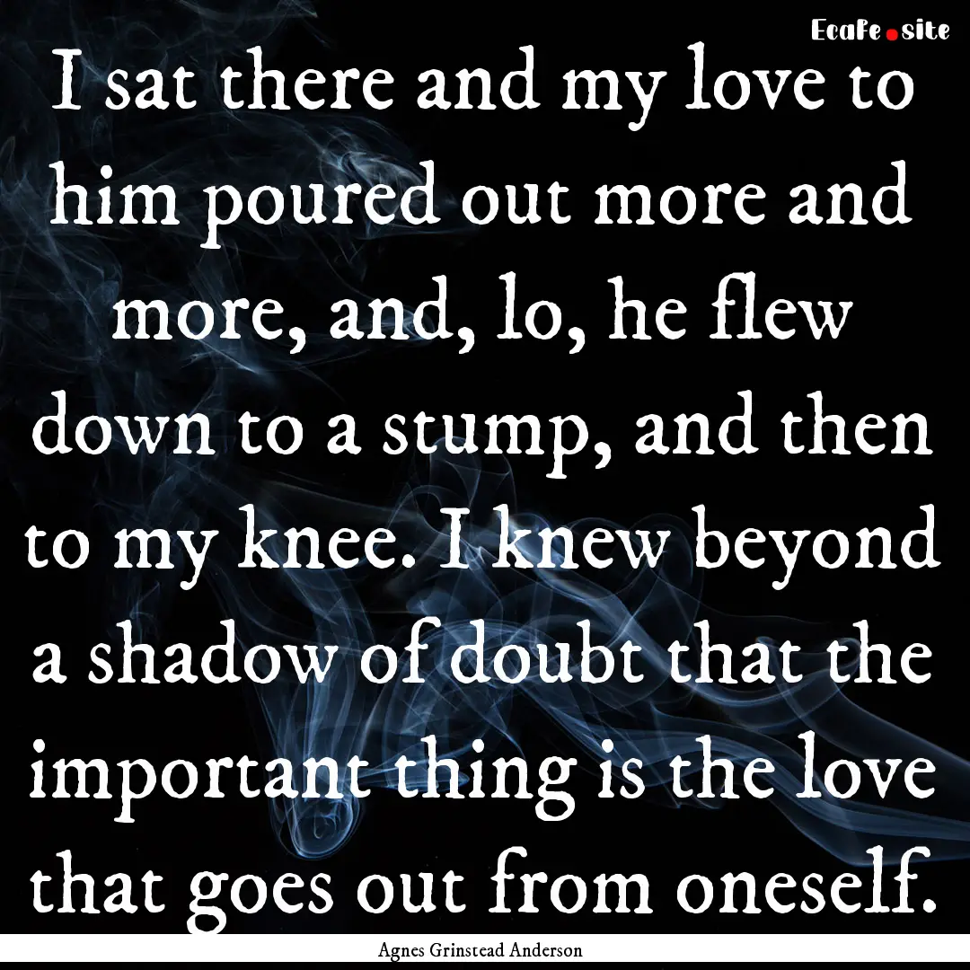 I sat there and my love to him poured out.... : Quote by Agnes Grinstead Anderson