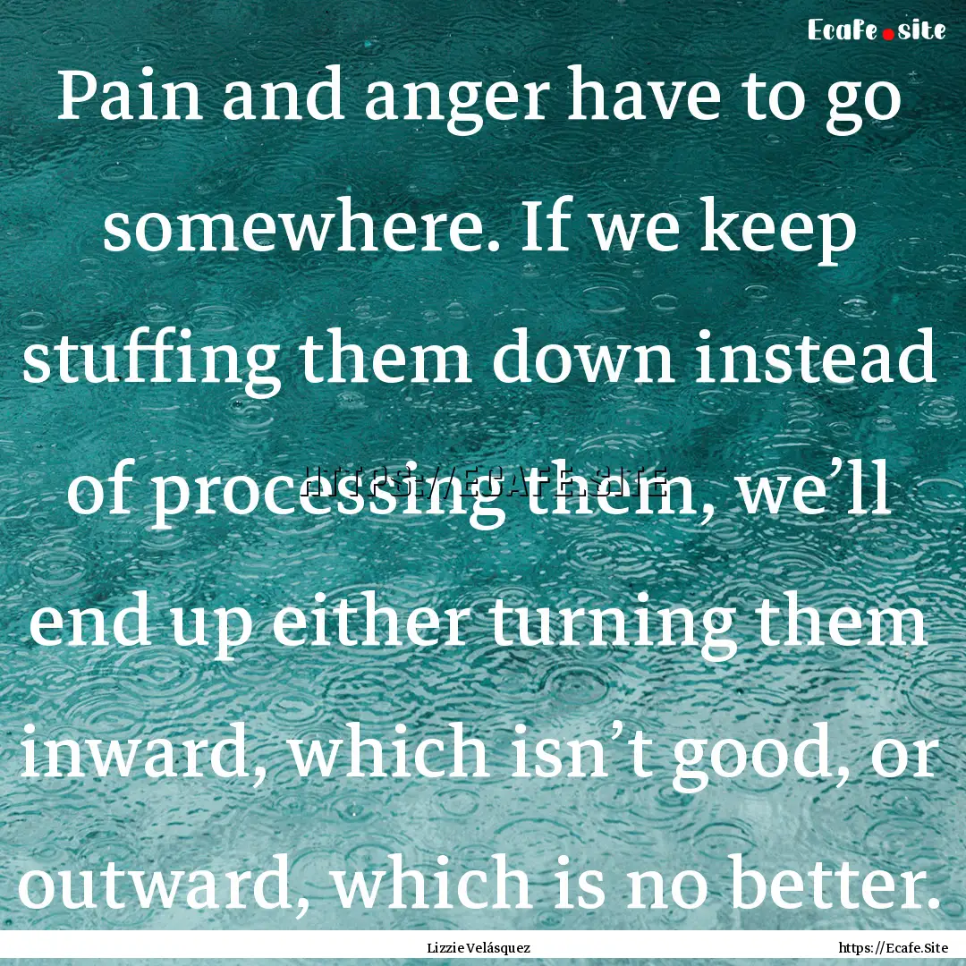 Pain and anger have to go somewhere. If we.... : Quote by Lizzie Velásquez