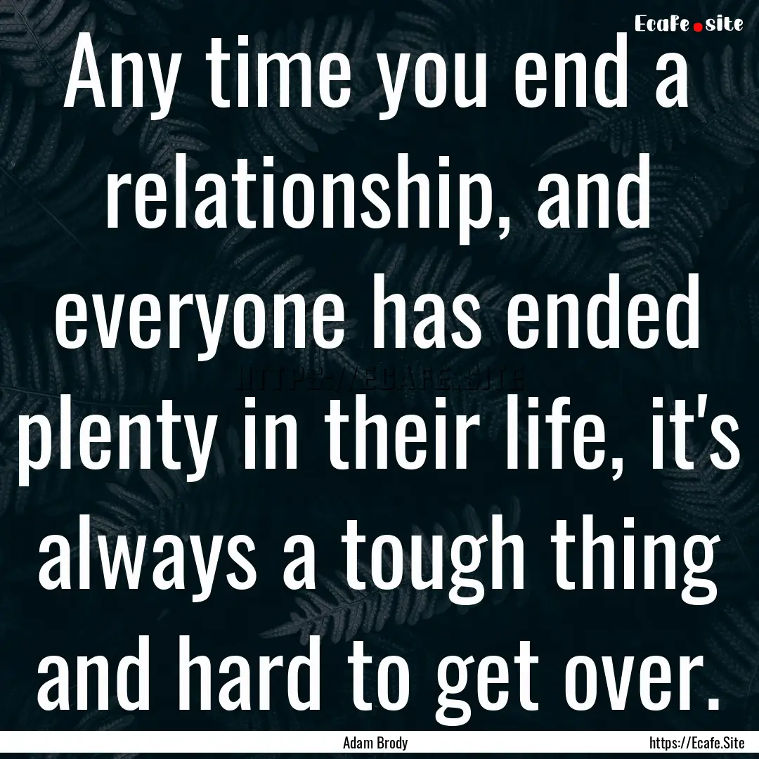 Any time you end a relationship, and everyone.... : Quote by Adam Brody