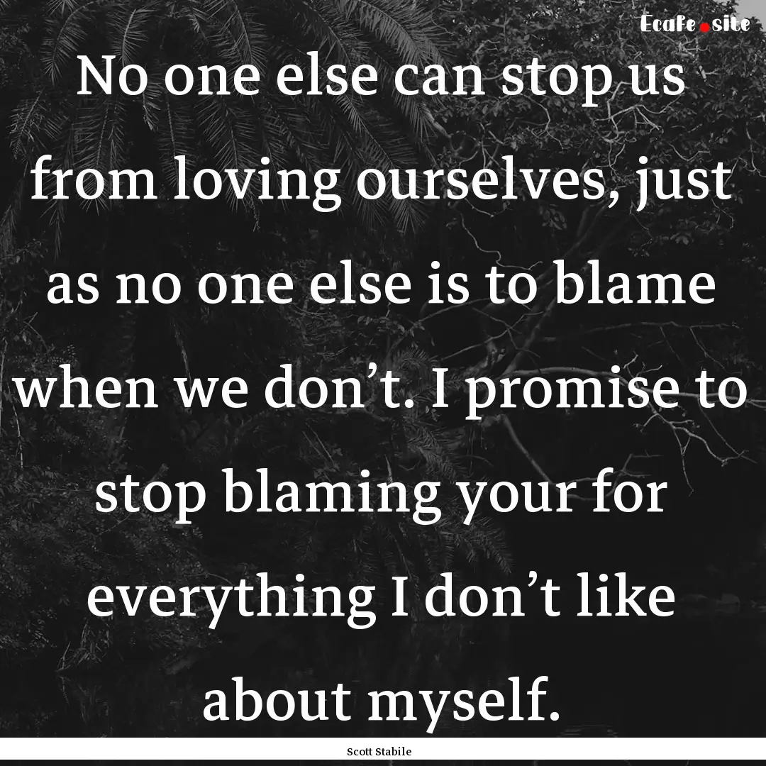 No one else can stop us from loving ourselves,.... : Quote by Scott Stabile