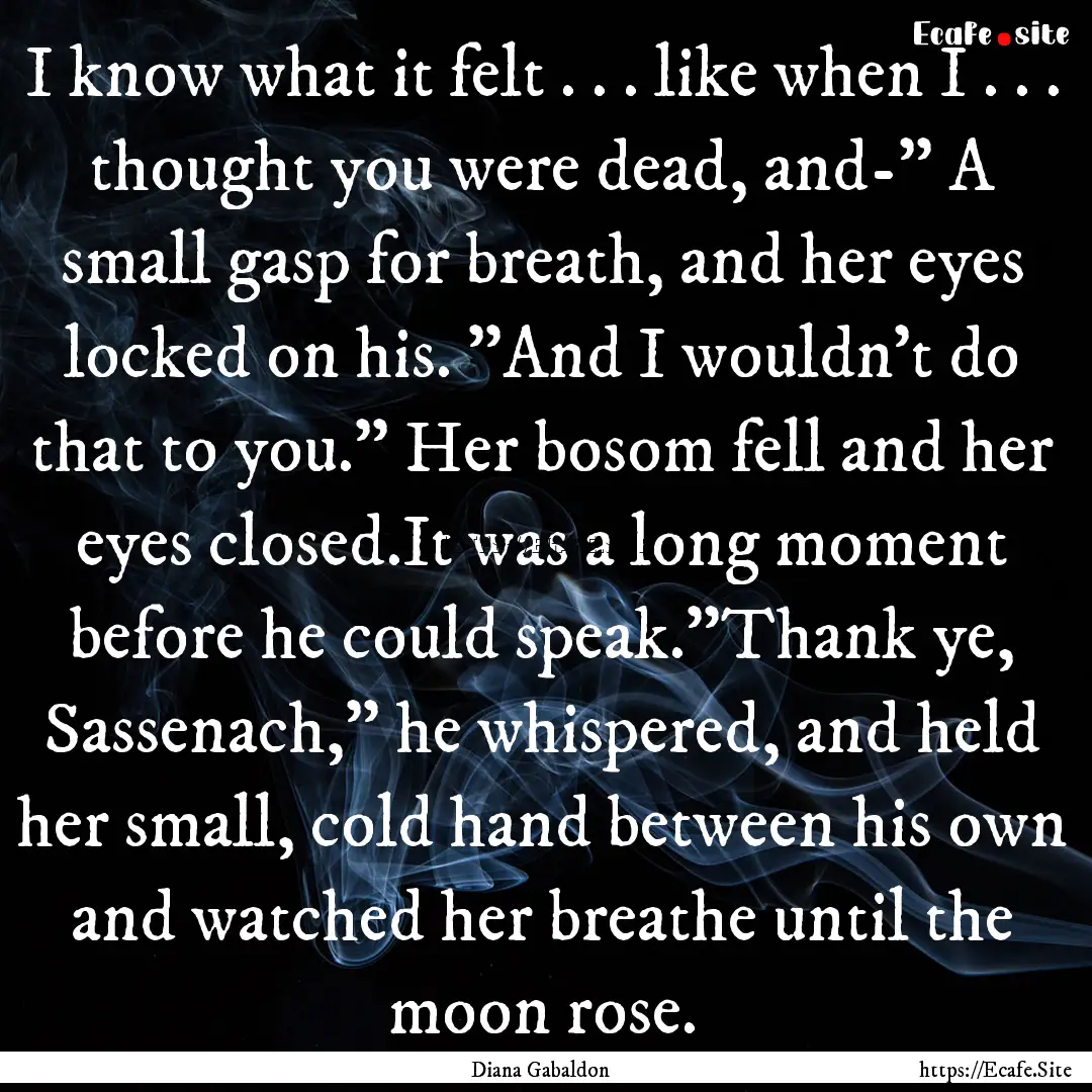 I know what it felt . . . like when I . ..... : Quote by Diana Gabaldon