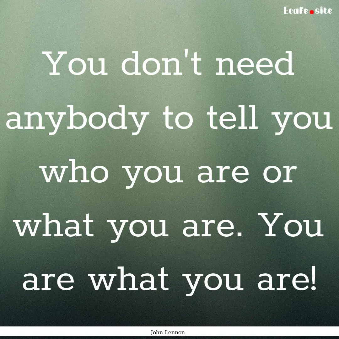 You don't need anybody to tell you who you.... : Quote by John Lennon