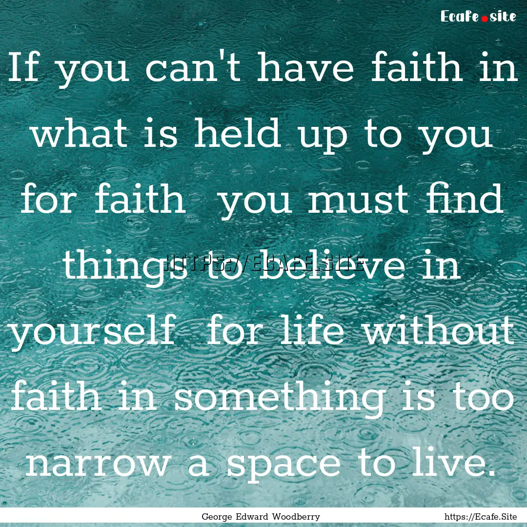 If you can't have faith in what is held up.... : Quote by George Edward Woodberry