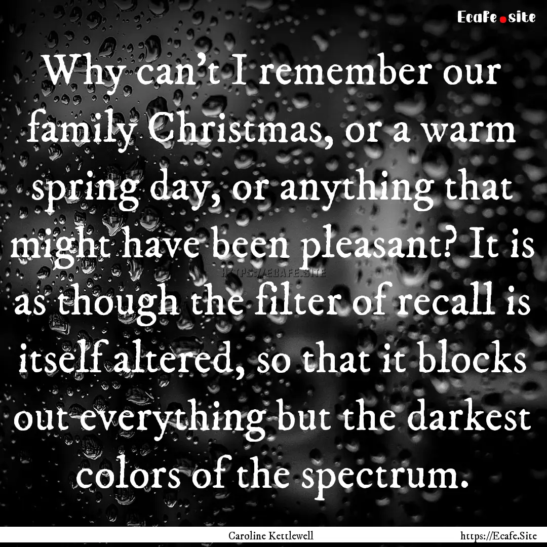 Why can't I remember our family Christmas,.... : Quote by Caroline Kettlewell