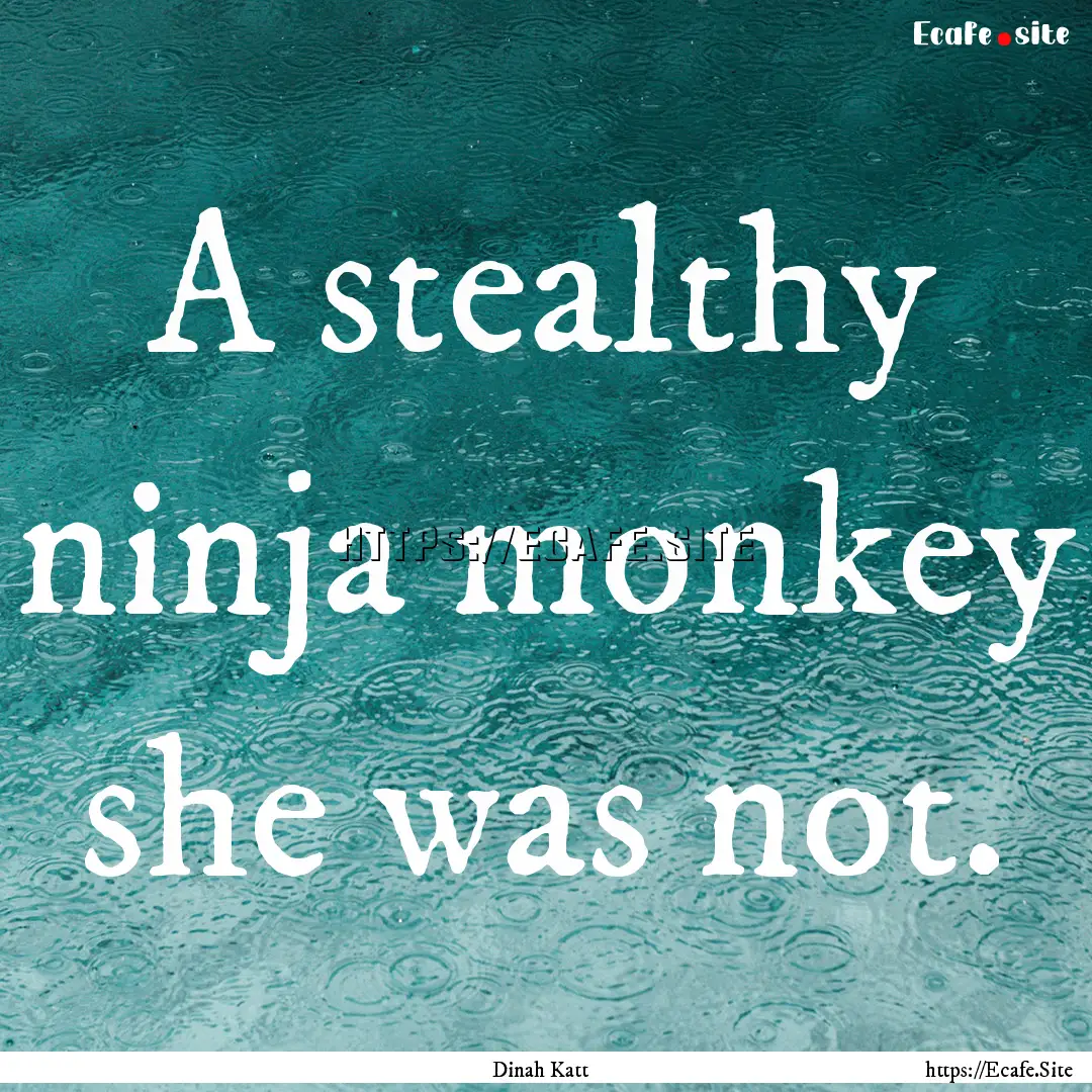 A stealthy ninja monkey she was not. : Quote by Dinah Katt