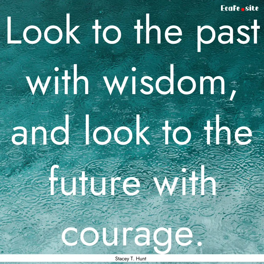 Look to the past with wisdom, and look to.... : Quote by Stacey T. Hunt