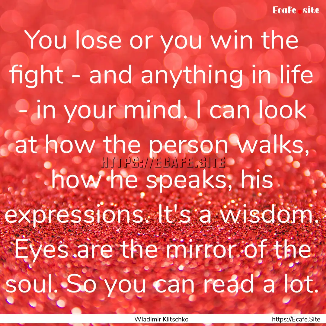 You lose or you win the fight - and anything.... : Quote by Wladimir Klitschko