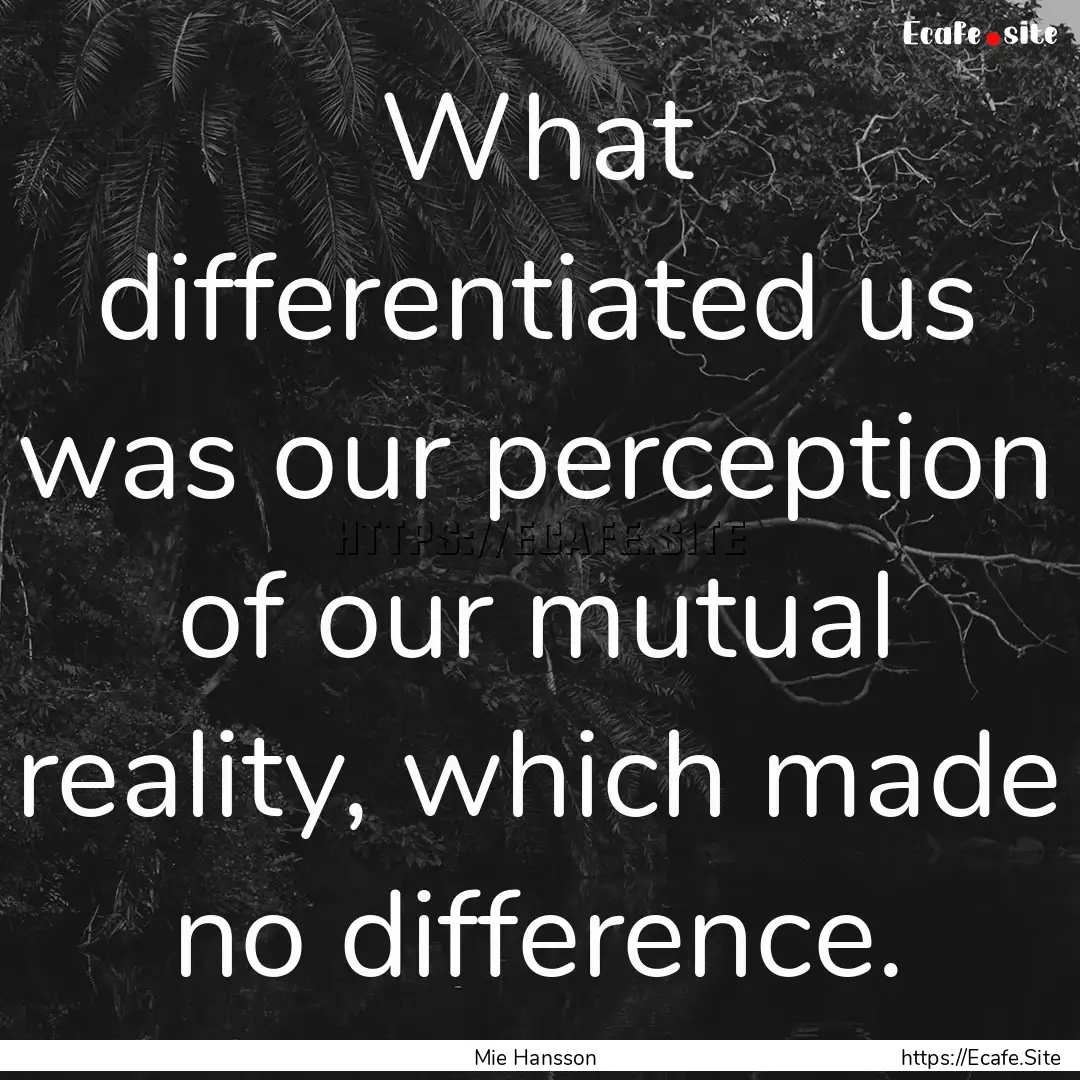 What differentiated us was our perception.... : Quote by Mie Hansson