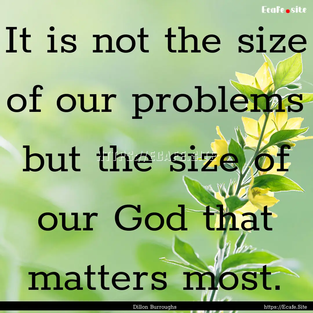 It is not the size of our problems but the.... : Quote by Dillon Burroughs