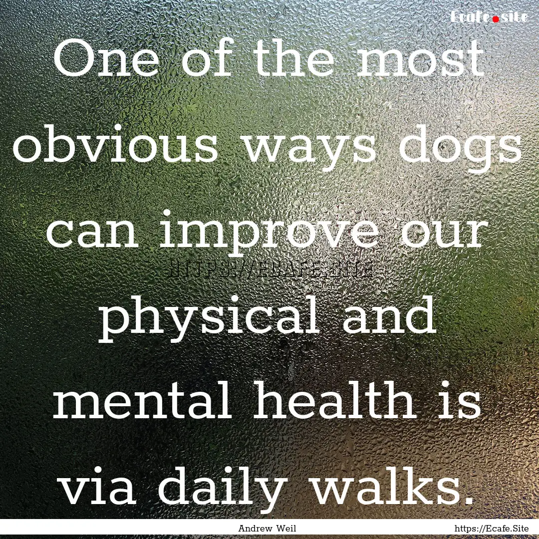 One of the most obvious ways dogs can improve.... : Quote by Andrew Weil