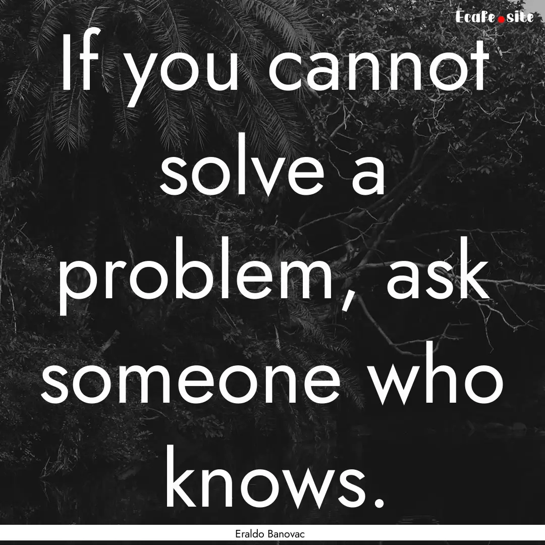 If you cannot solve a problem, ask someone.... : Quote by Eraldo Banovac