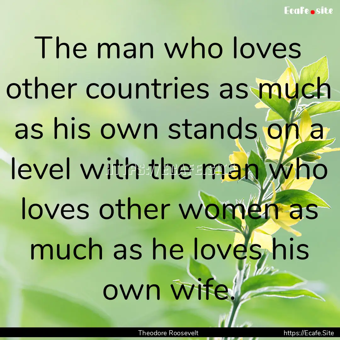 The man who loves other countries as much.... : Quote by Theodore Roosevelt