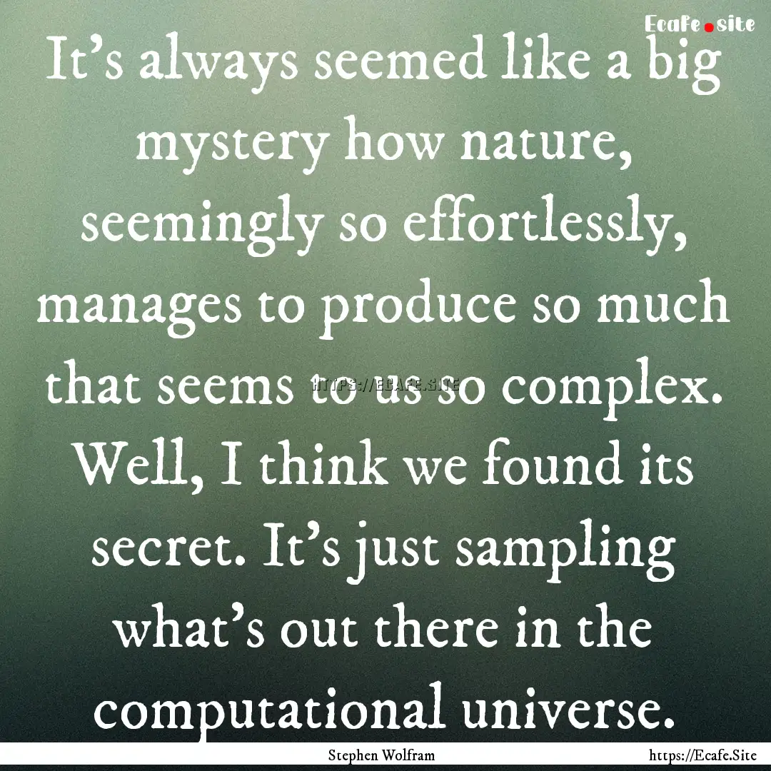 It's always seemed like a big mystery how.... : Quote by Stephen Wolfram