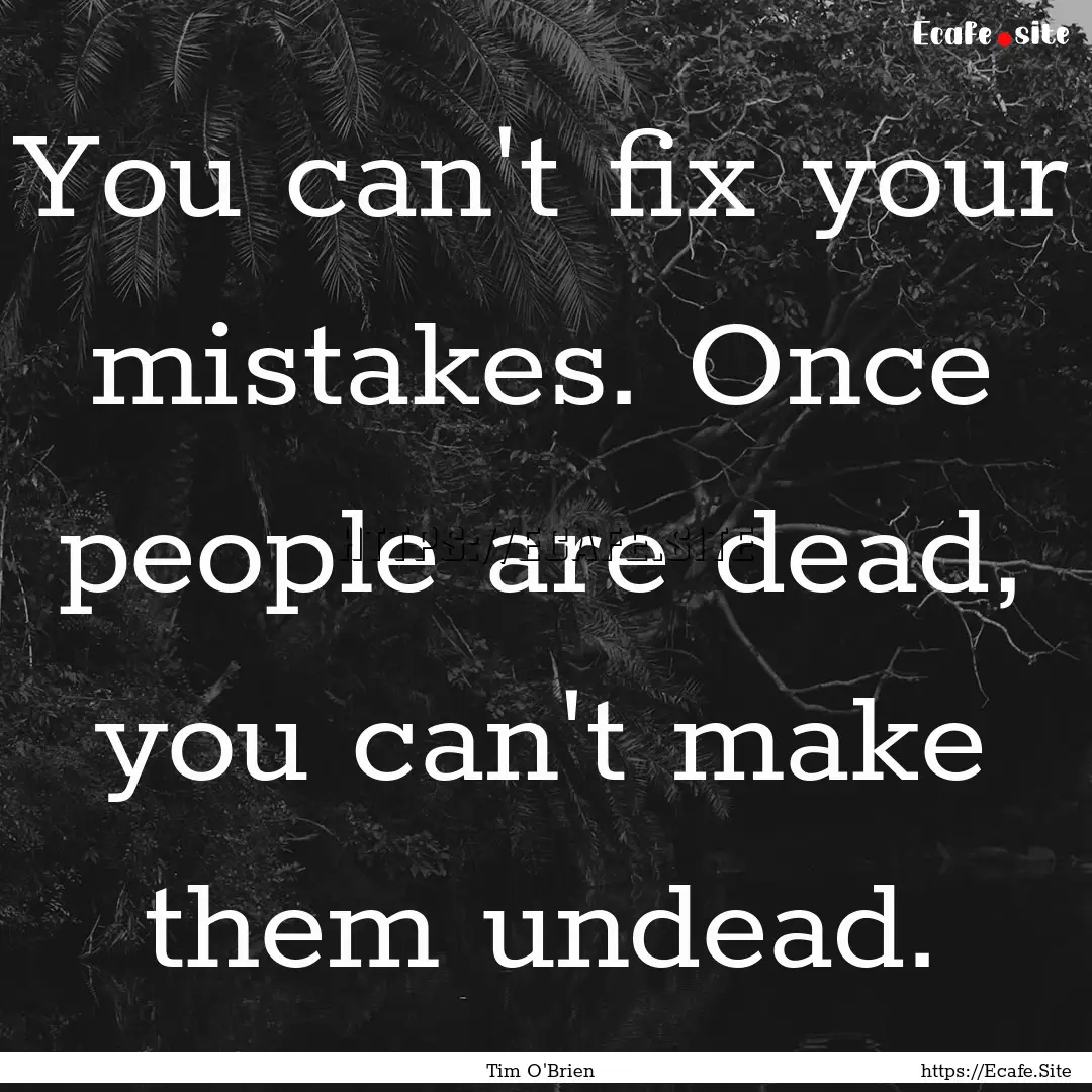 You can't fix your mistakes. Once people.... : Quote by Tim O'Brien