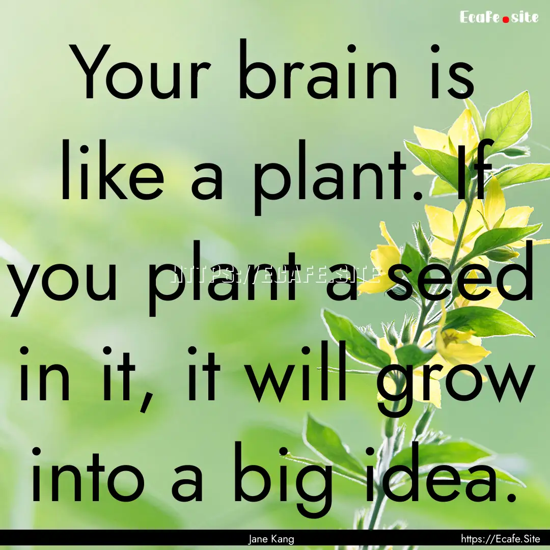 Your brain is like a plant. If you plant.... : Quote by Jane Kang