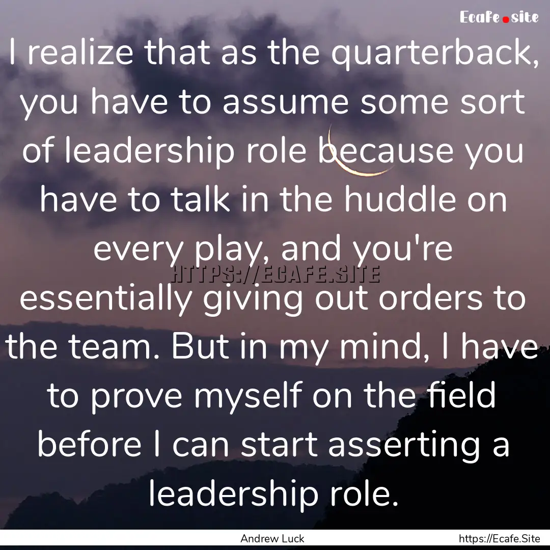 I realize that as the quarterback, you have.... : Quote by Andrew Luck