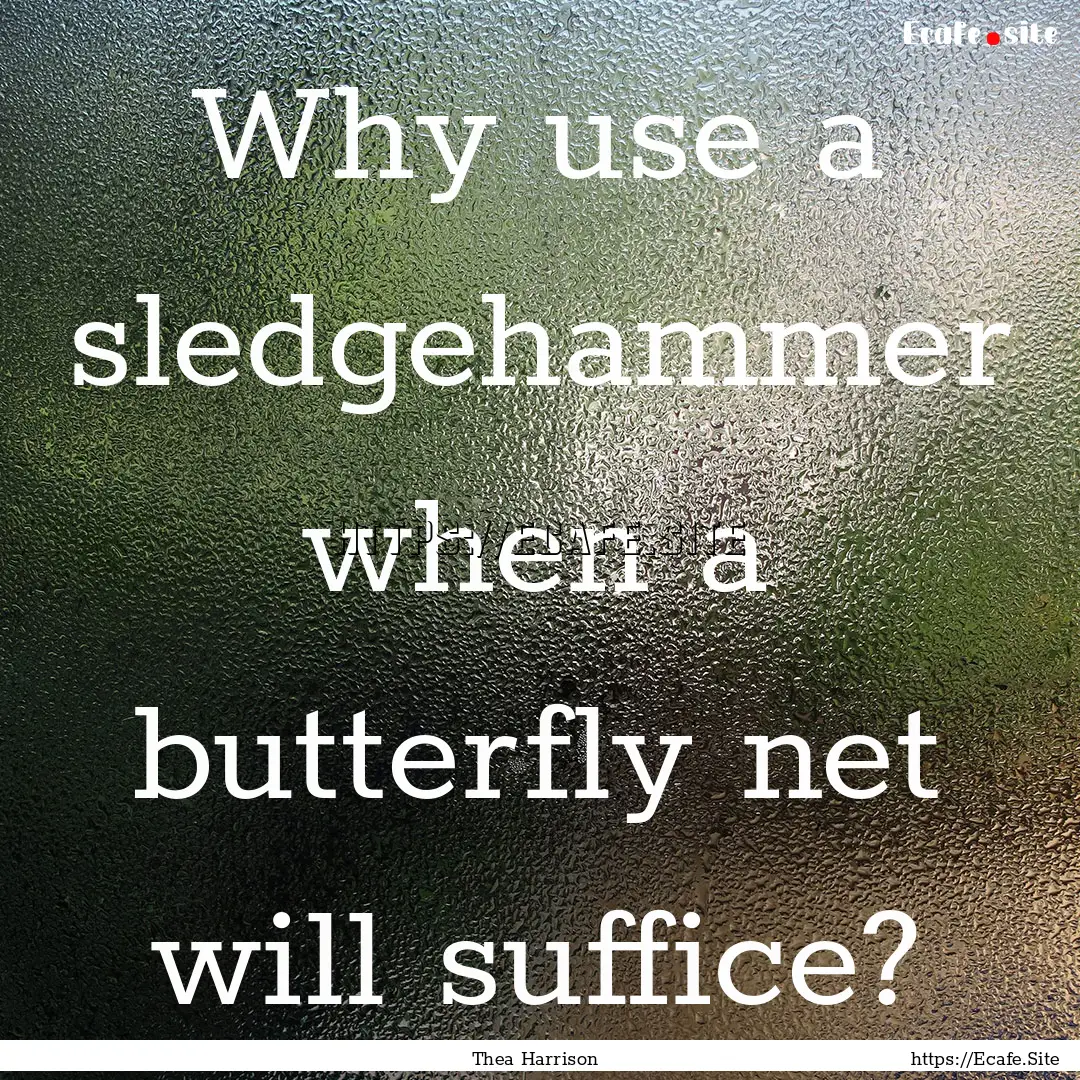 Why use a sledgehammer when a butterfly net.... : Quote by Thea Harrison