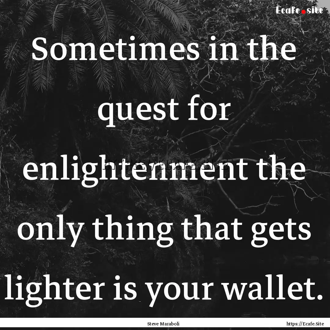 Sometimes in the quest for enlightenment.... : Quote by Steve Maraboli