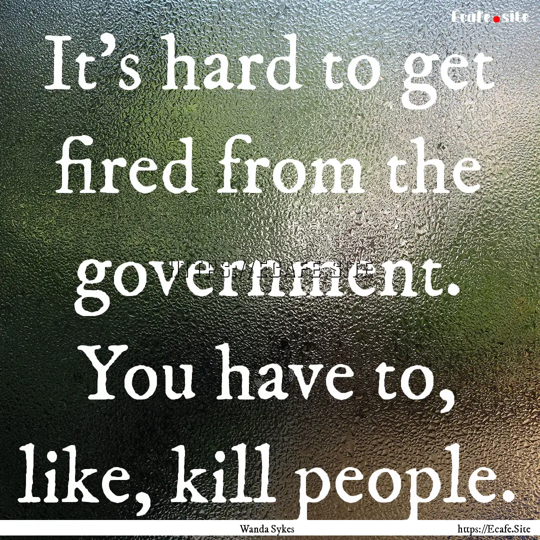 It's hard to get fired from the government..... : Quote by Wanda Sykes