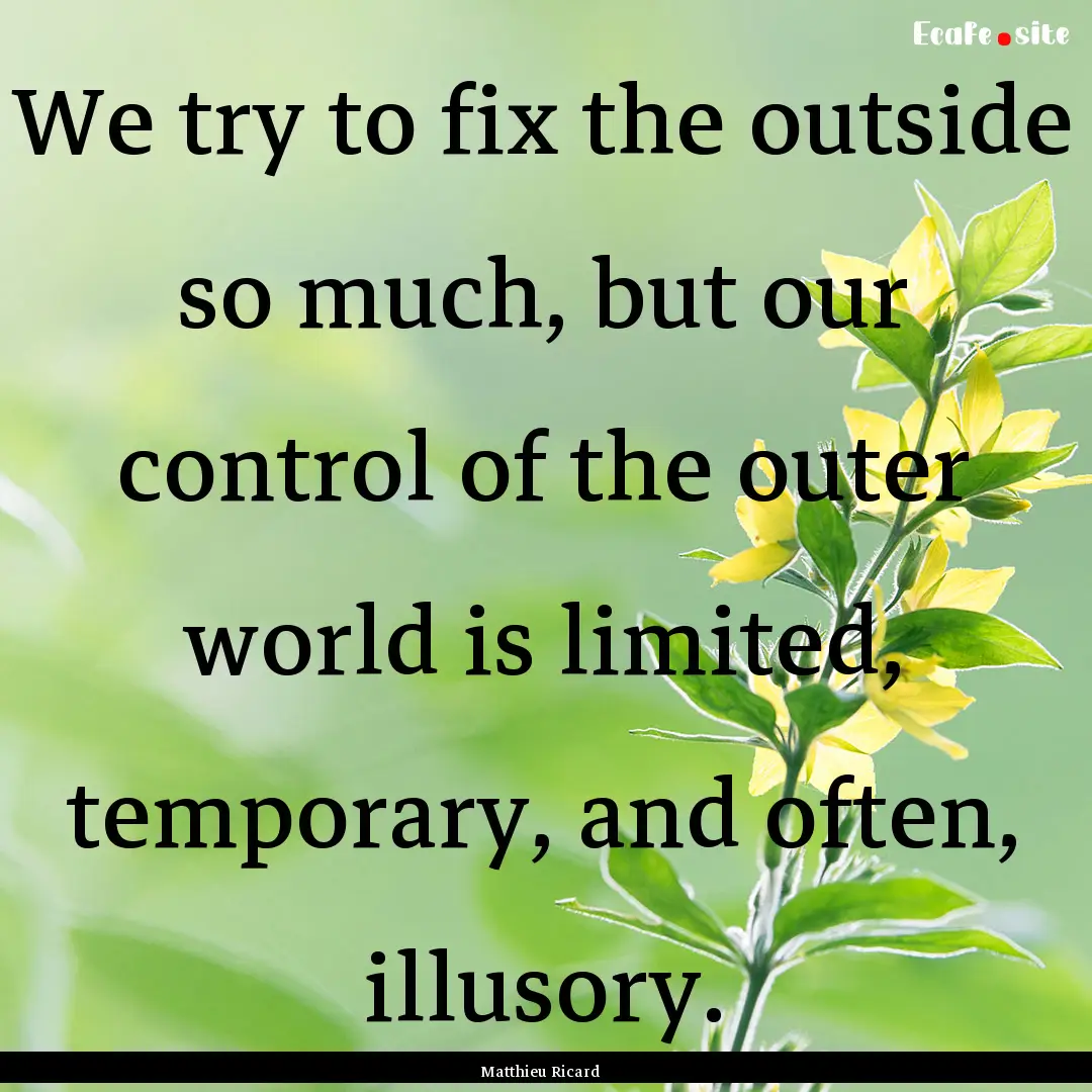 We try to fix the outside so much, but our.... : Quote by Matthieu Ricard