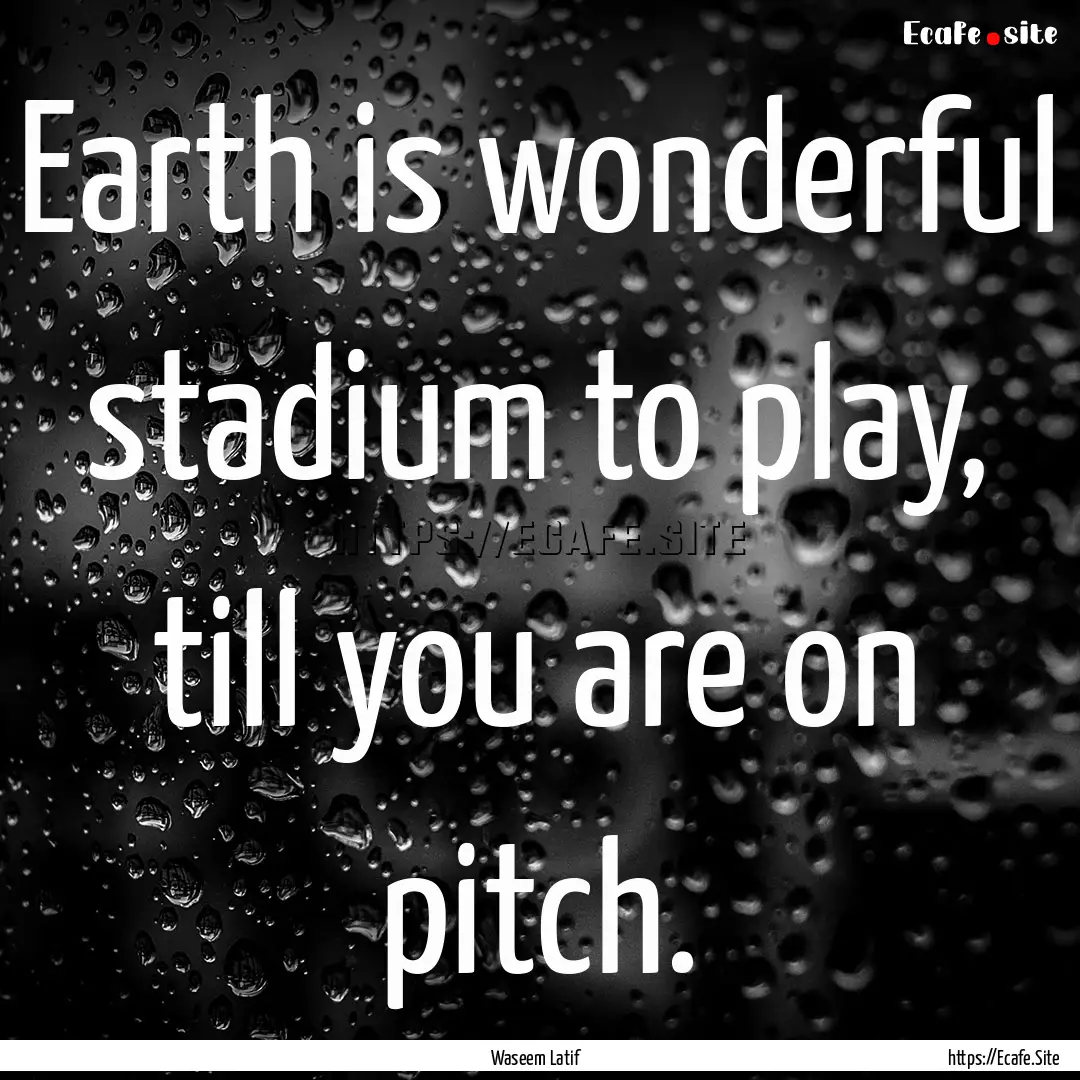 Earth is wonderful stadium to play, till.... : Quote by Waseem Latif