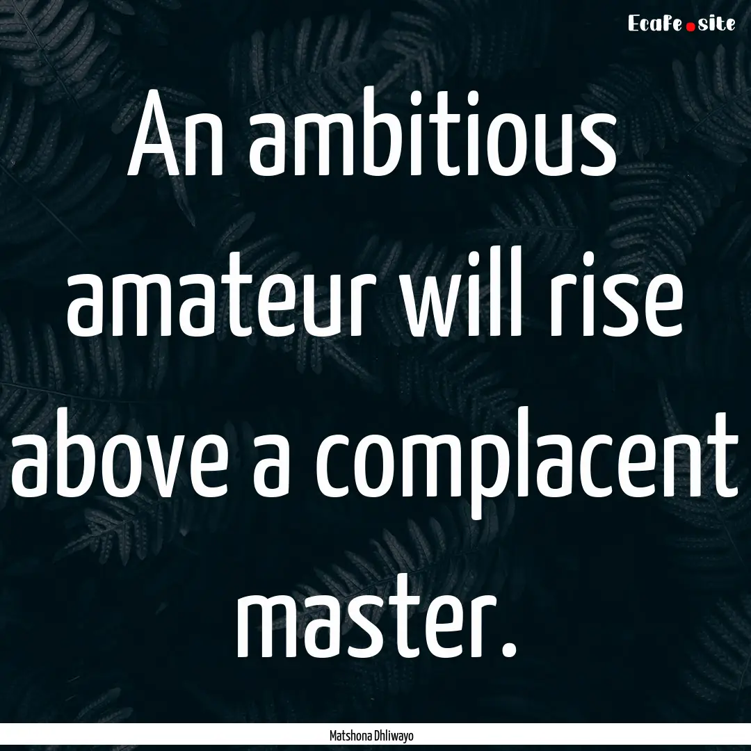 An ambitious amateur will rise above a complacent.... : Quote by Matshona Dhliwayo