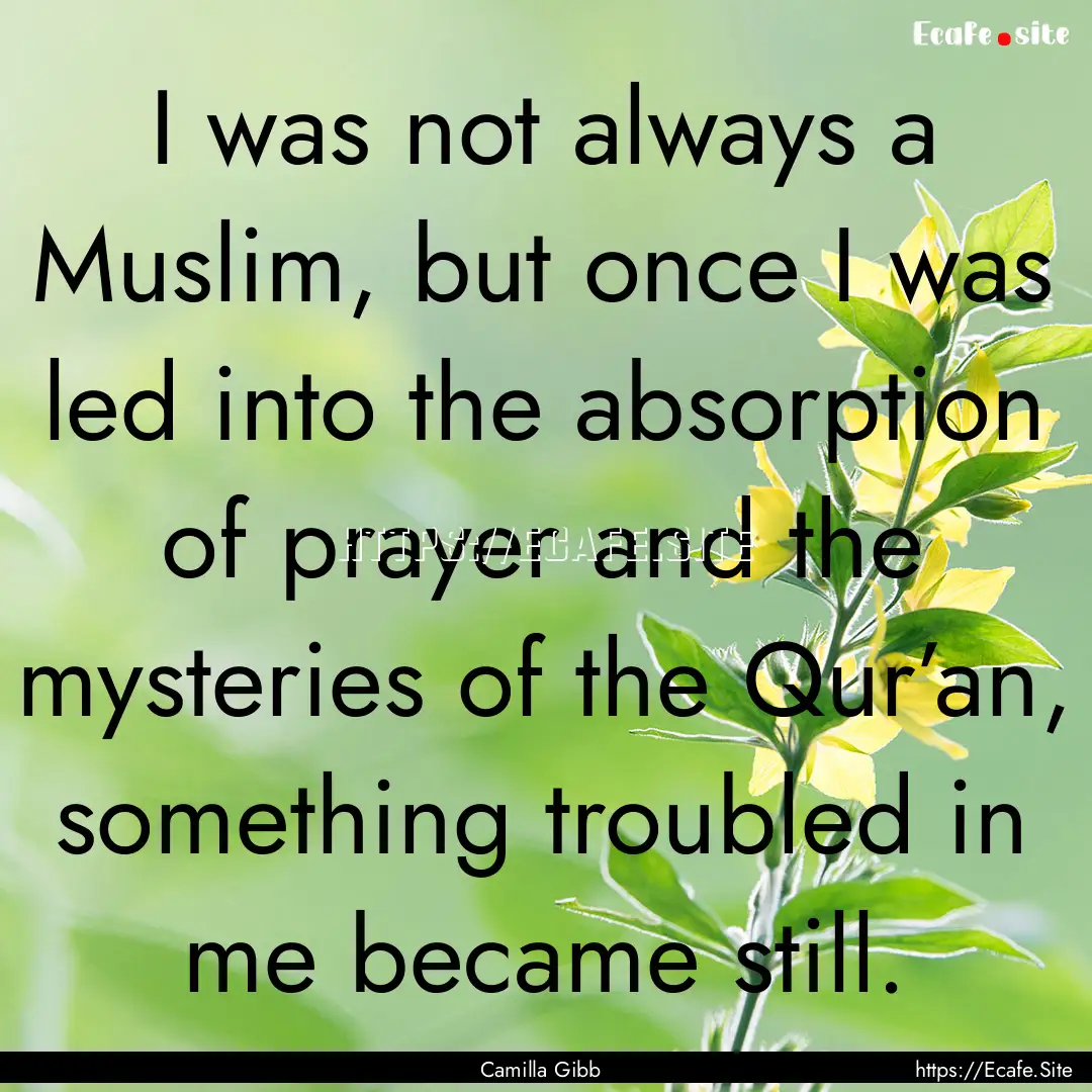 I was not always a Muslim, but once I was.... : Quote by Camilla Gibb