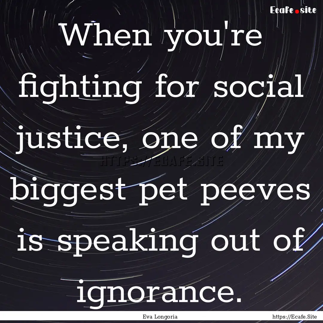 When you're fighting for social justice,.... : Quote by Eva Longoria