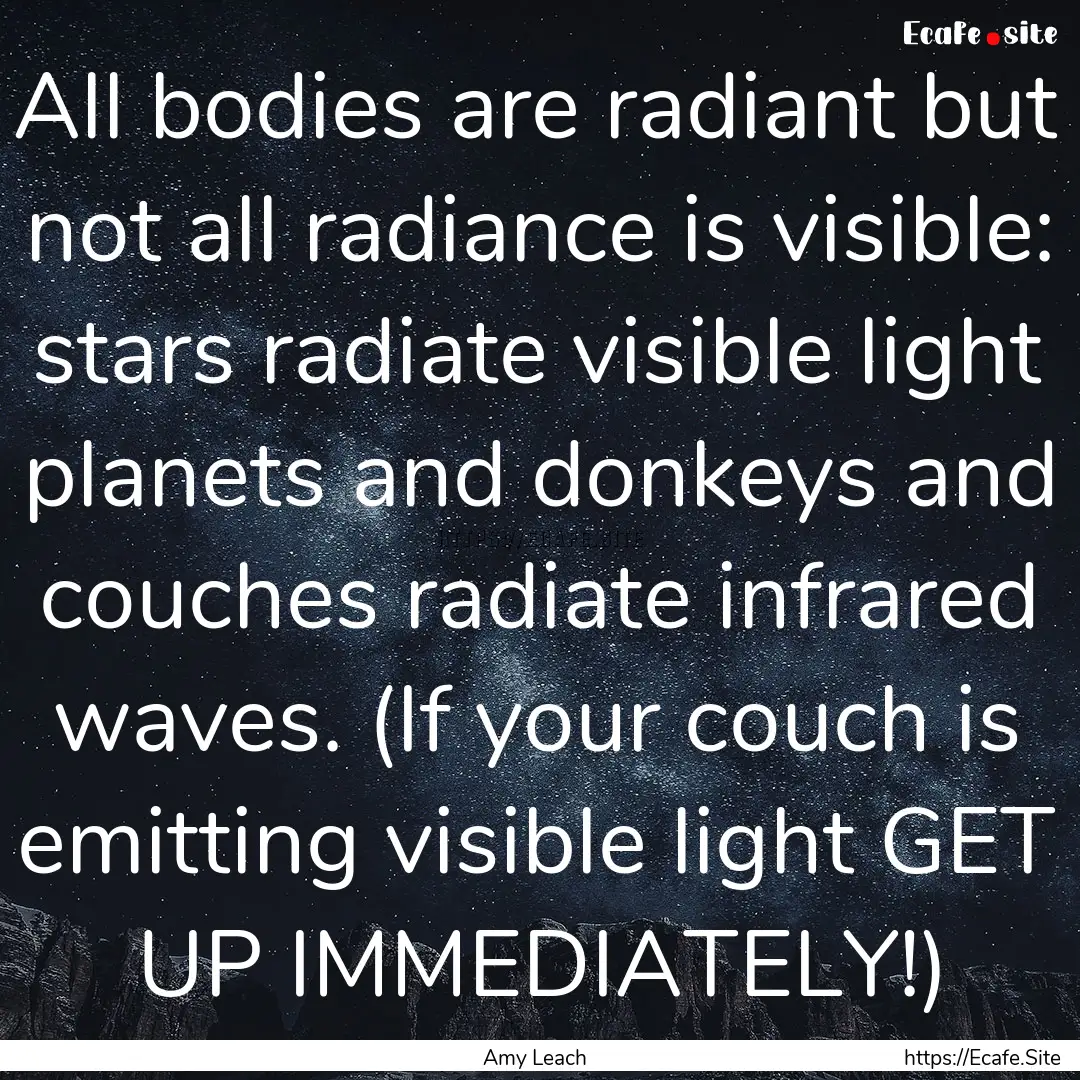 All bodies are radiant but not all radiance.... : Quote by Amy Leach