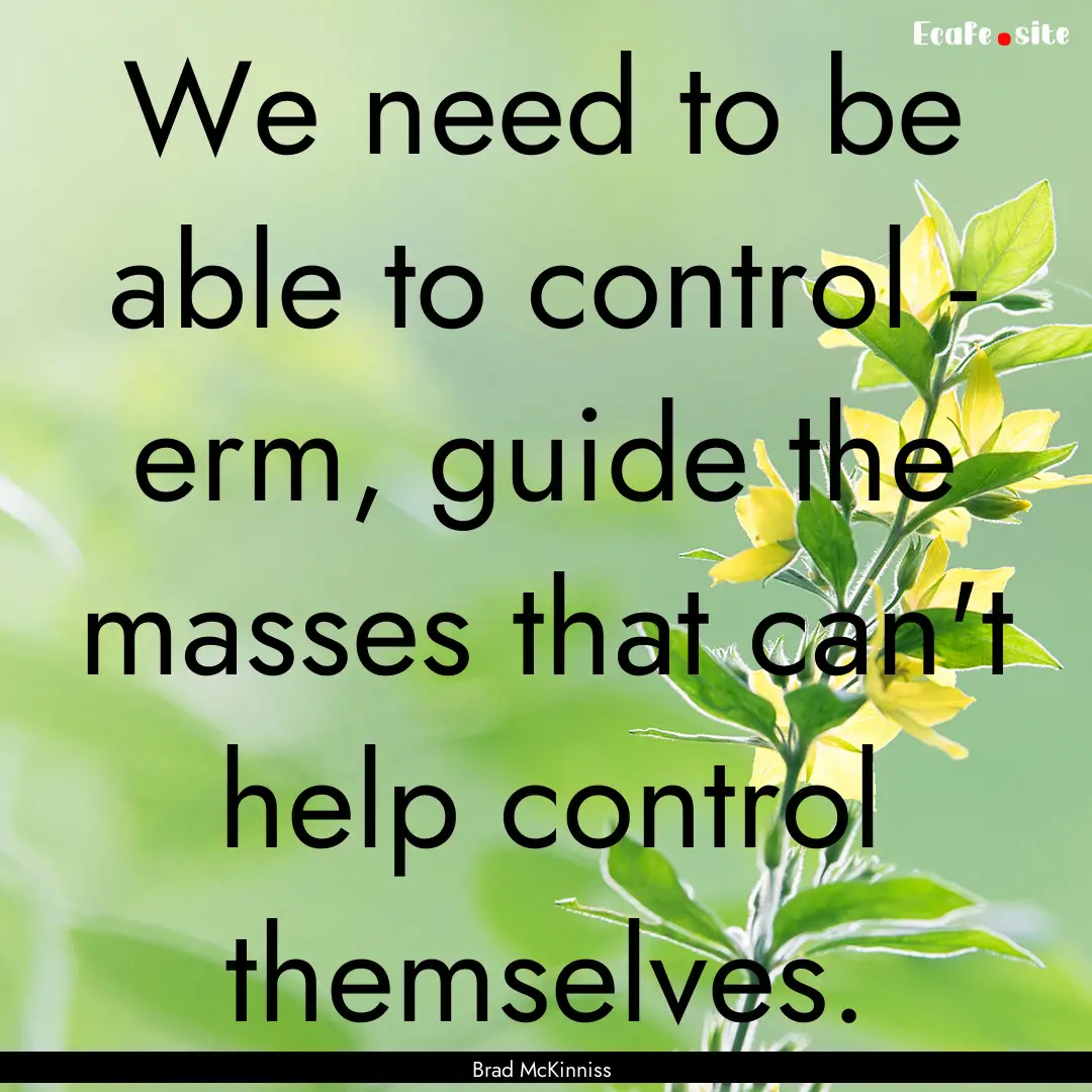 We need to be able to control - erm, guide.... : Quote by Brad McKinniss