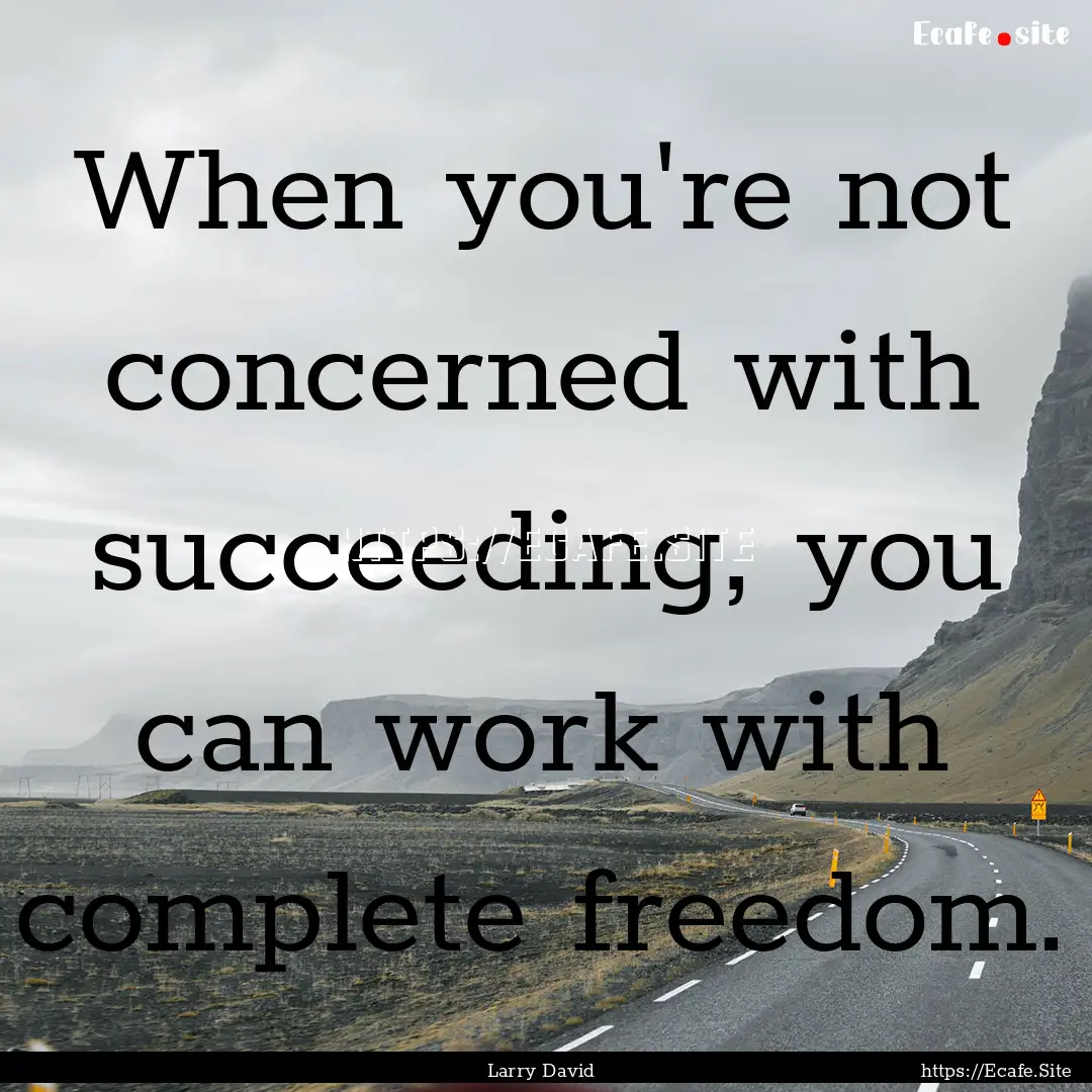 When you're not concerned with succeeding,.... : Quote by Larry David