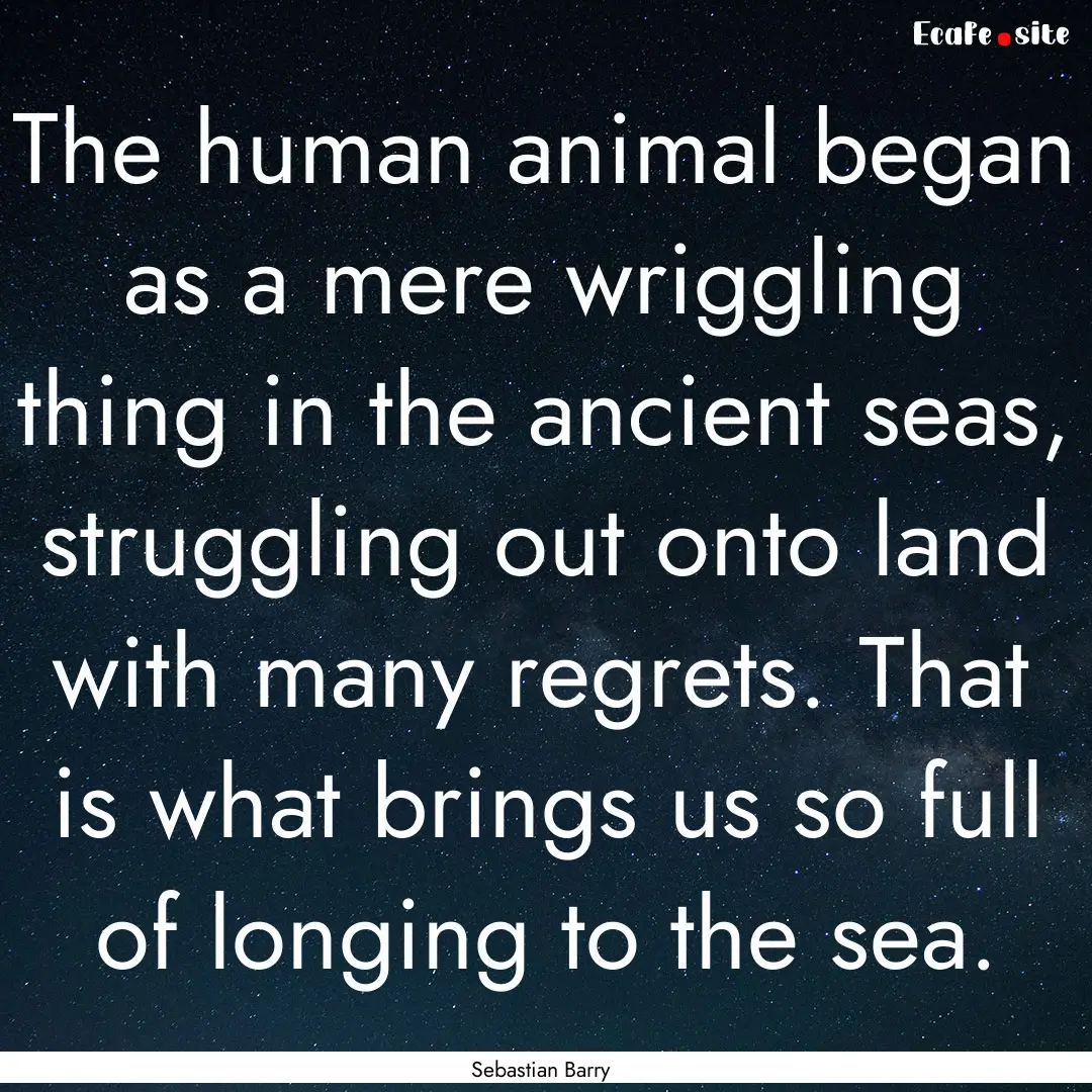 The human animal began as a mere wriggling.... : Quote by Sebastian Barry