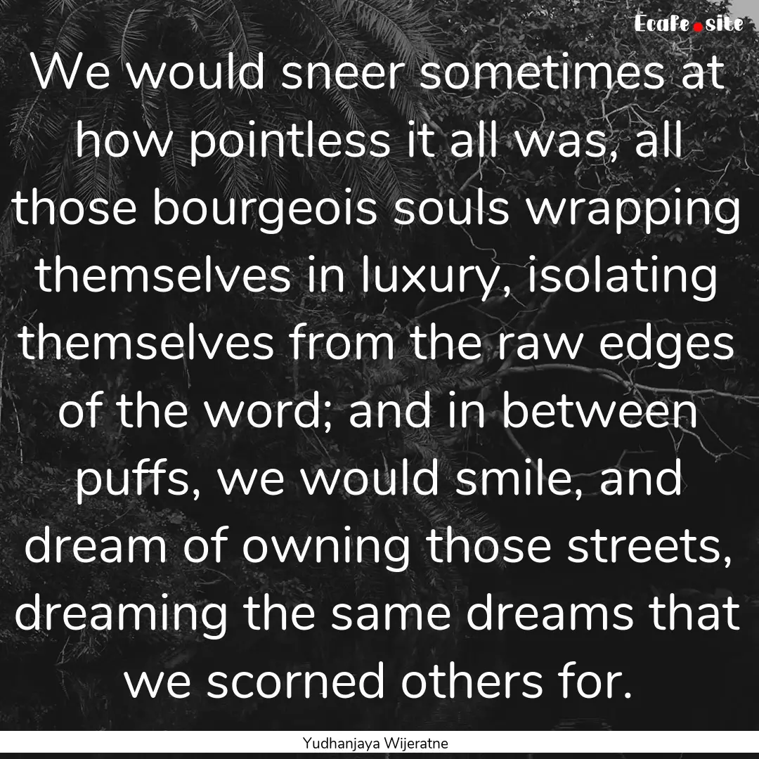 We would sneer sometimes at how pointless.... : Quote by Yudhanjaya Wijeratne