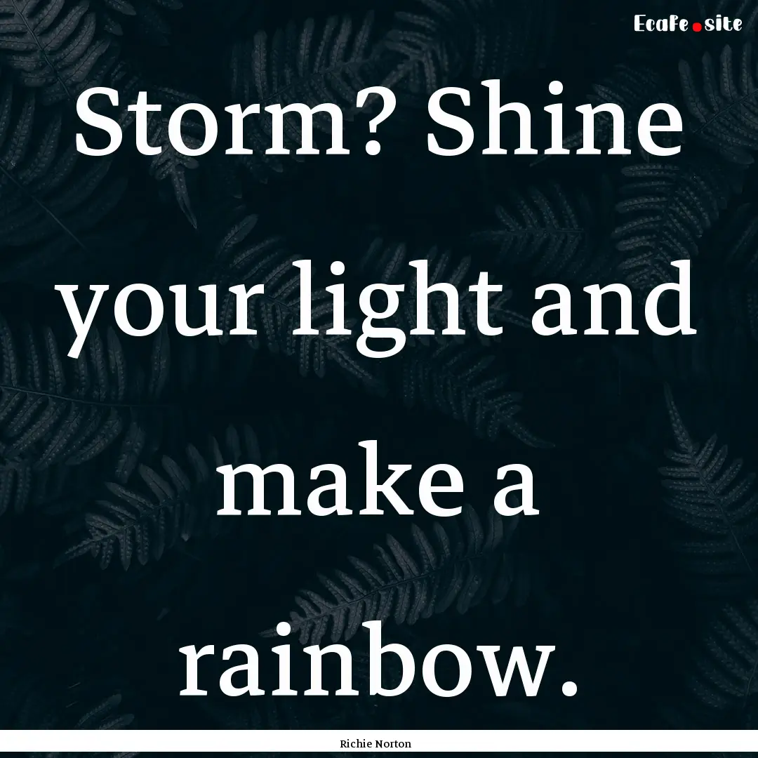 Storm? Shine your light and make a rainbow..... : Quote by Richie Norton