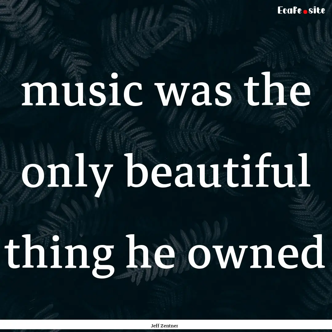 music was the only beautiful thing he owned.... : Quote by Jeff Zentner