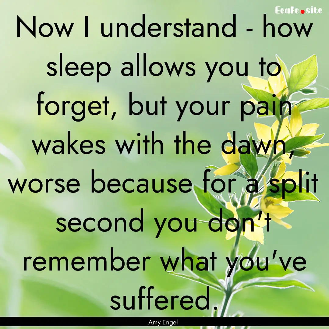 Now I understand - how sleep allows you to.... : Quote by Amy Engel