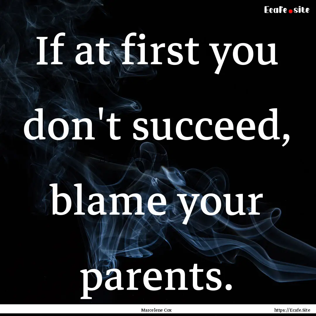 If at first you don't succeed, blame your.... : Quote by Marcelene Cox