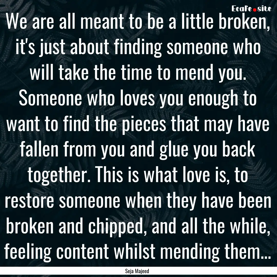 We are all meant to be a little broken, it's.... : Quote by Seja Majeed