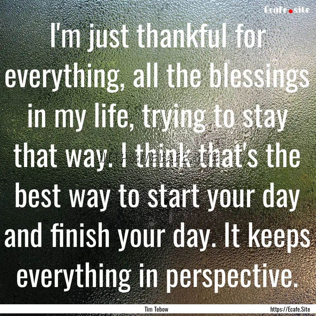 I'm just thankful for everything, all the.... : Quote by Tim Tebow