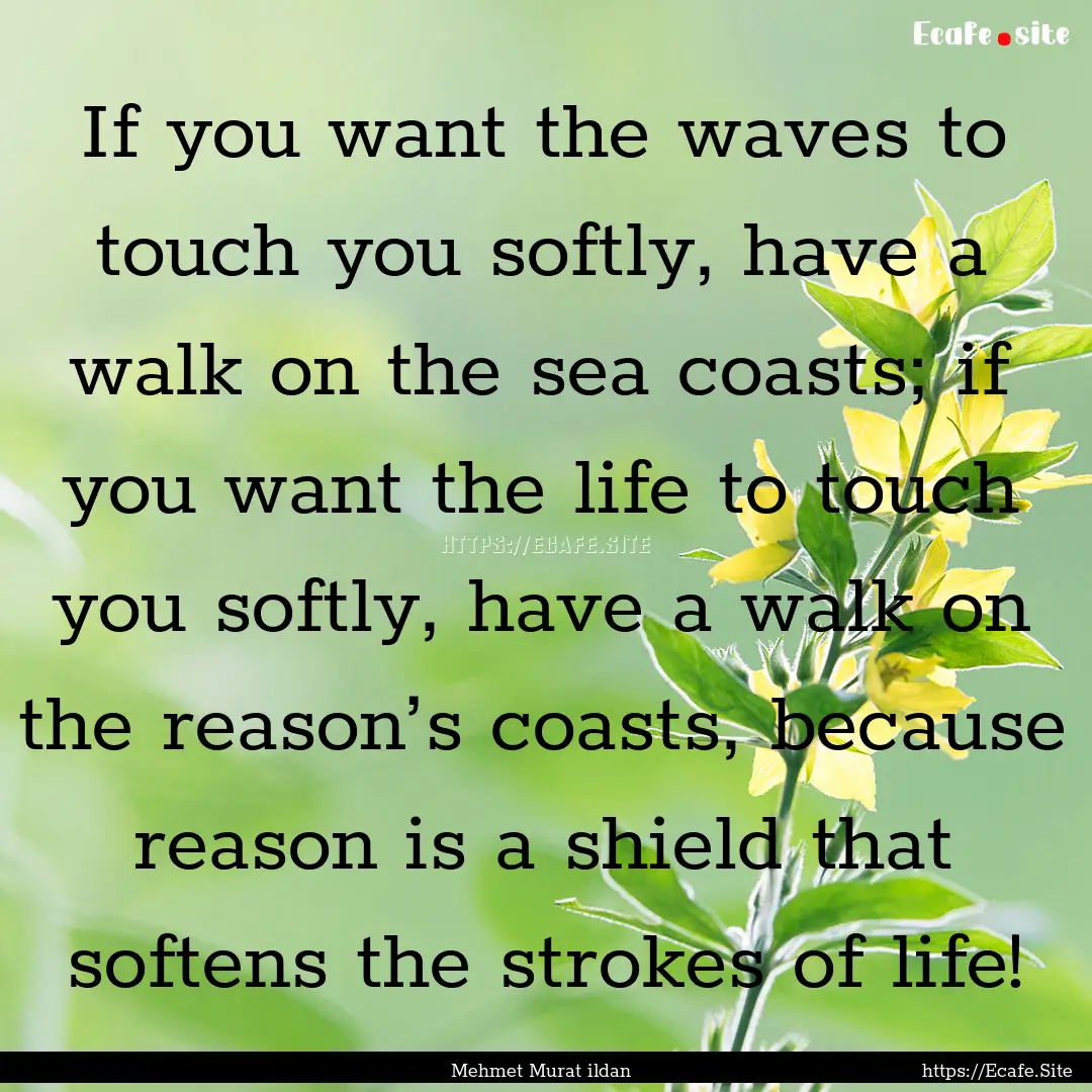 If you want the waves to touch you softly,.... : Quote by Mehmet Murat ildan