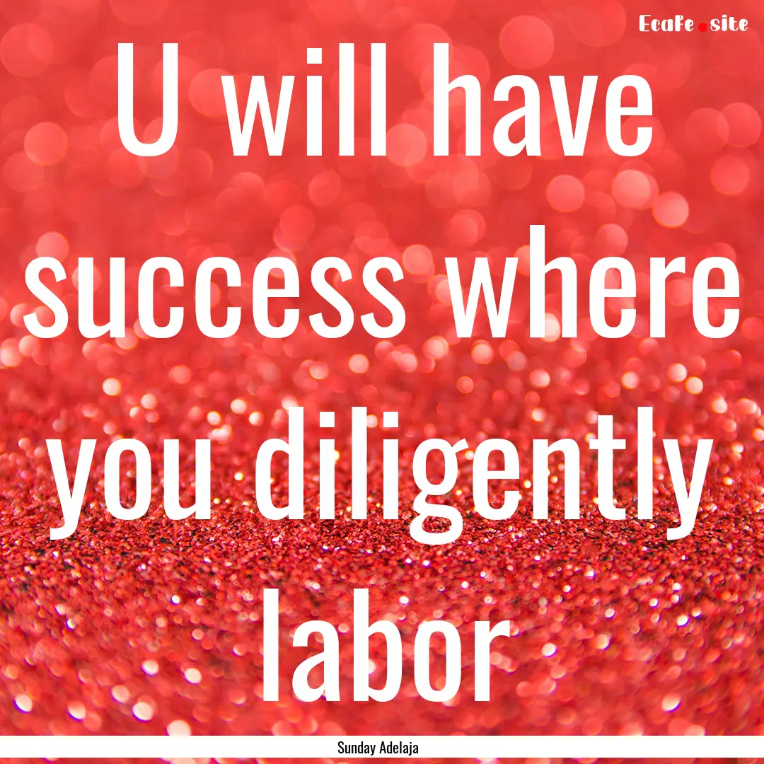 U will have success where you diligently.... : Quote by Sunday Adelaja