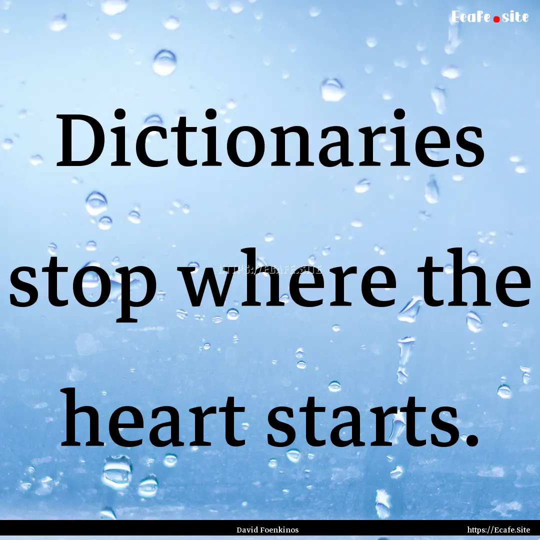 Dictionaries stop where the heart starts..... : Quote by David Foenkinos